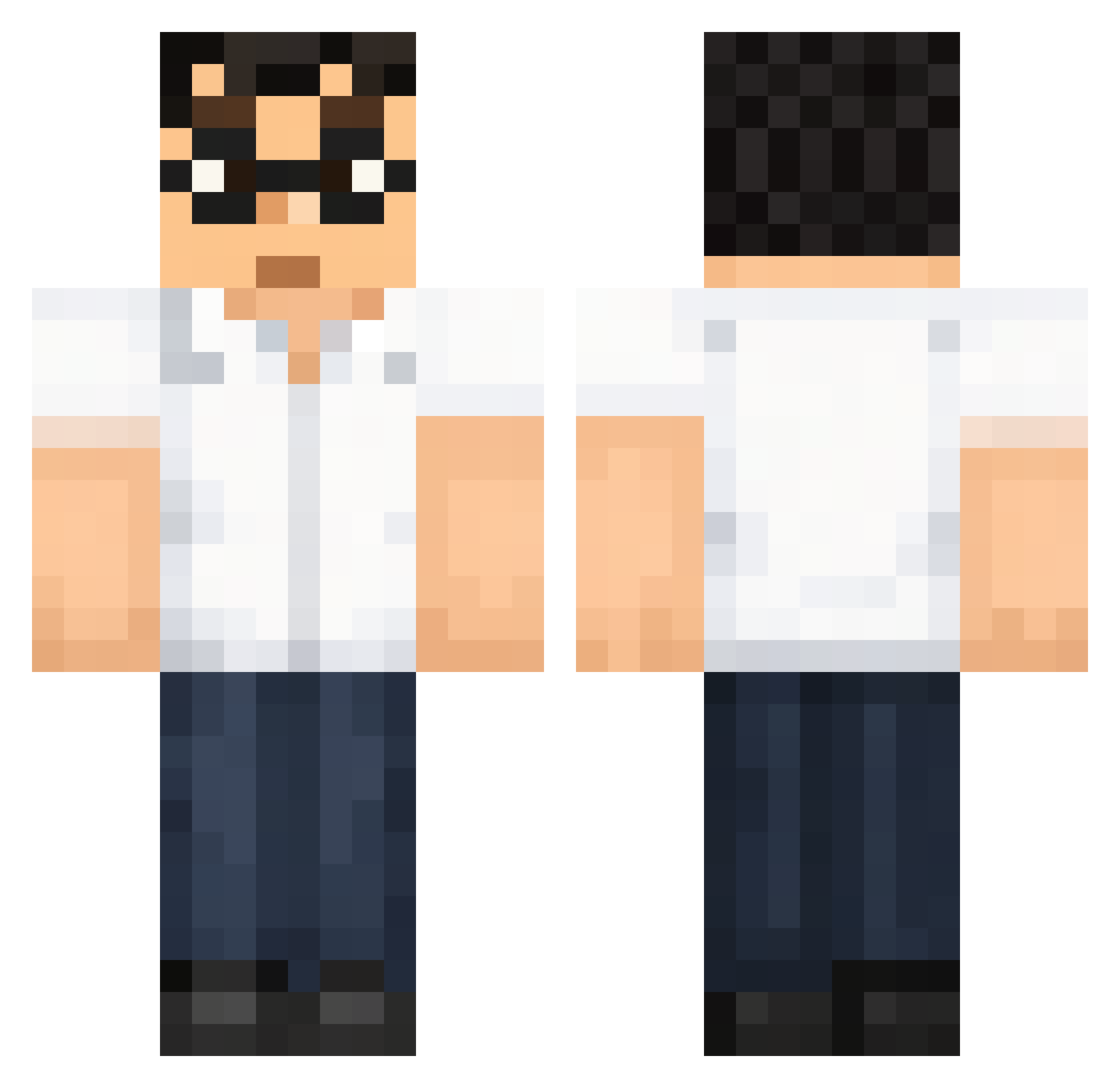 Gaster1998 Minecraft skin, front and back view
