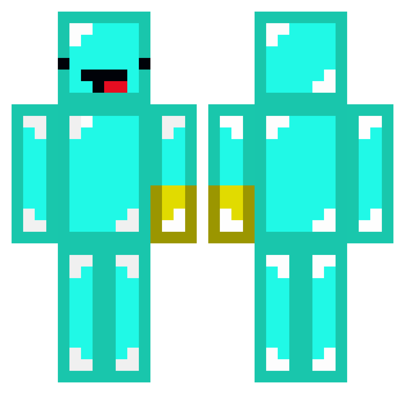 Voxul Minecraft skin, front and back view