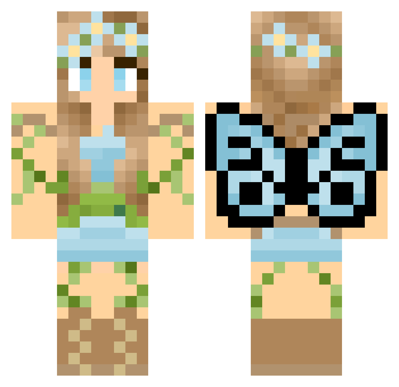 LuluIsTired Minecraft skin, front and back view