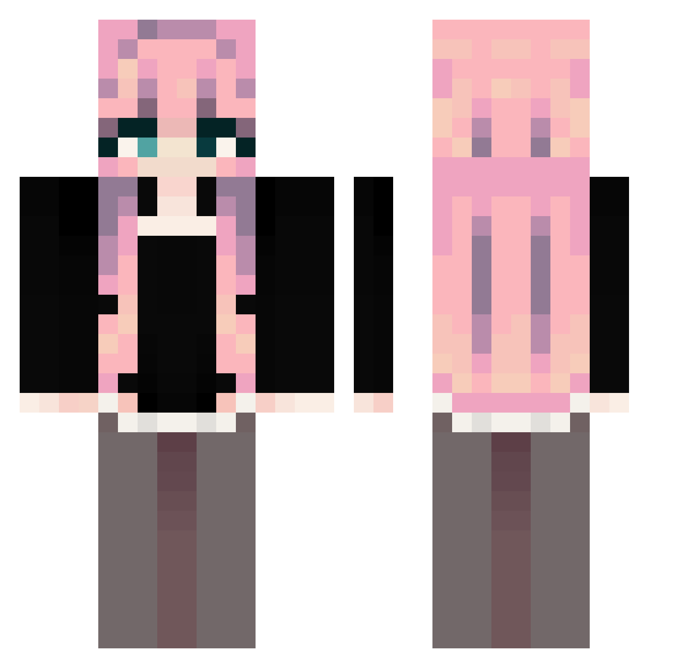 vessea Minecraft skin, front and back view