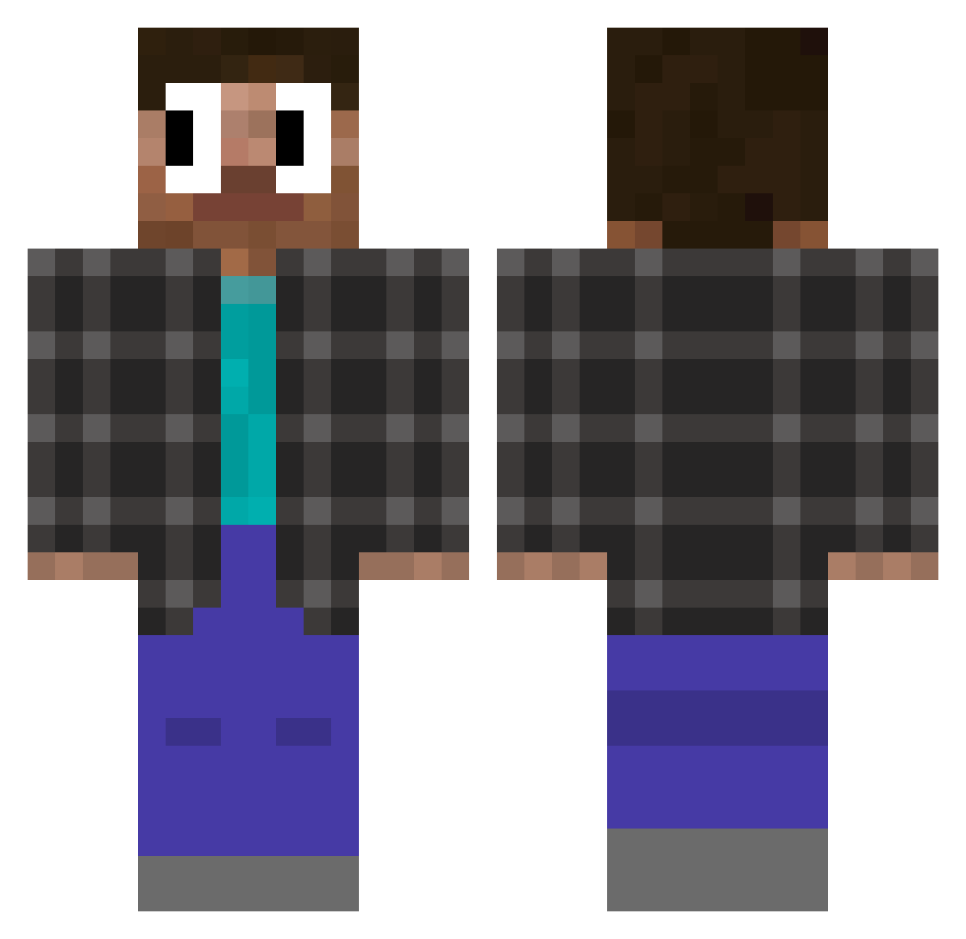Dylannws Minecraft skin, front and back view