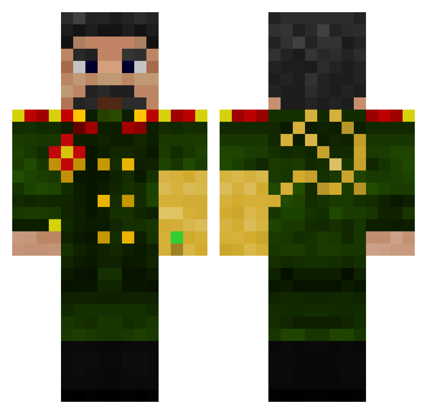 Zekuel Minecraft skin, front and back view