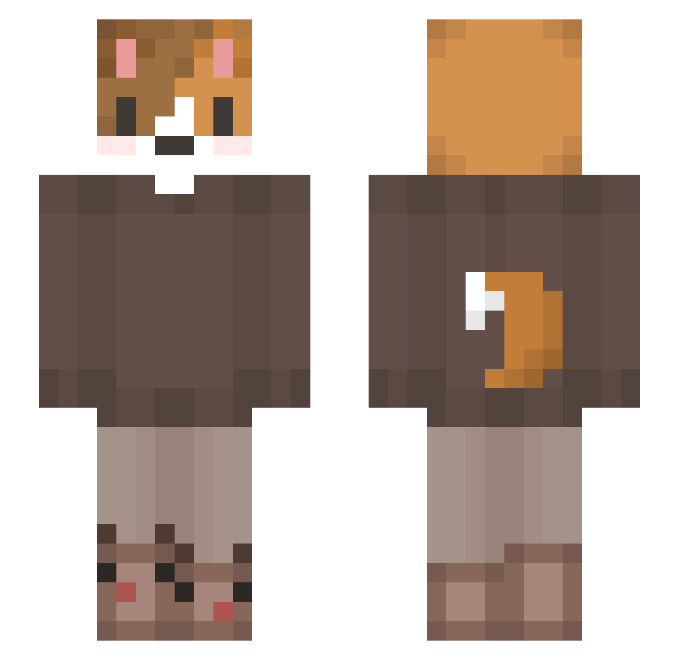 piqu Minecraft skin, front and back view