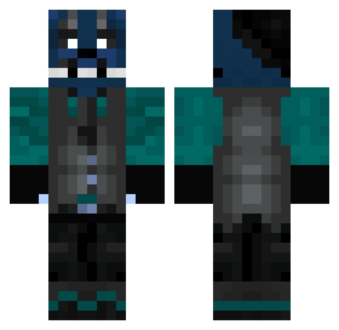 Iskhool Minecraft skin, front and back view