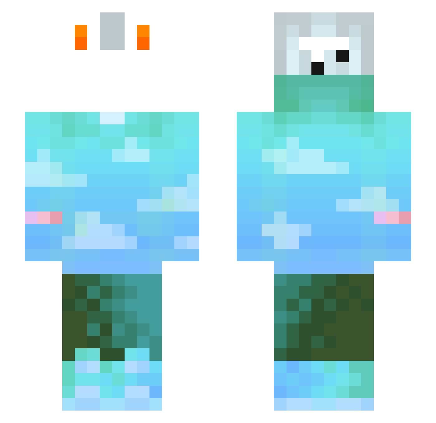 copinix_cat Minecraft skin, front and back view