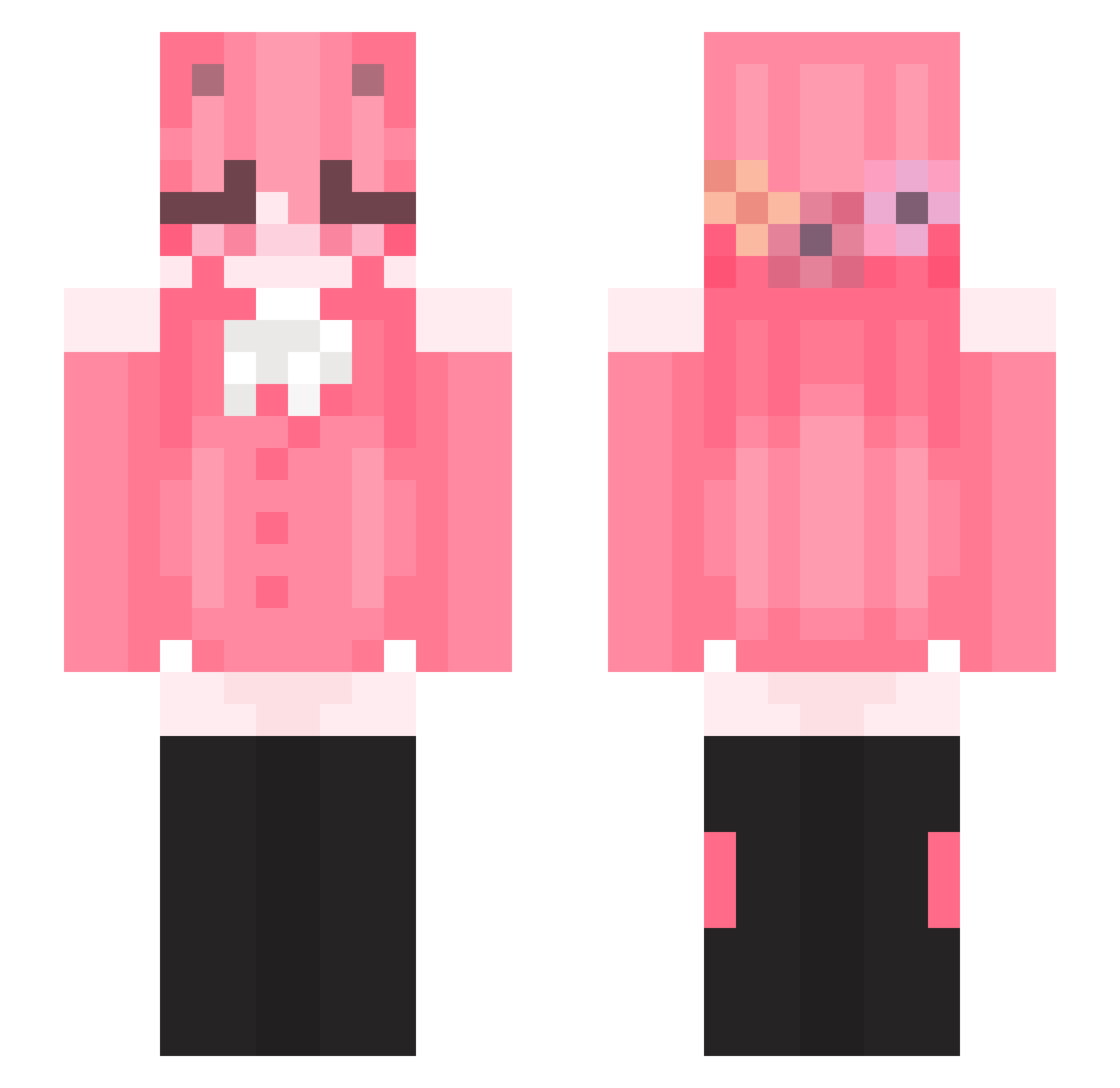 misnight Minecraft skin, front and back view