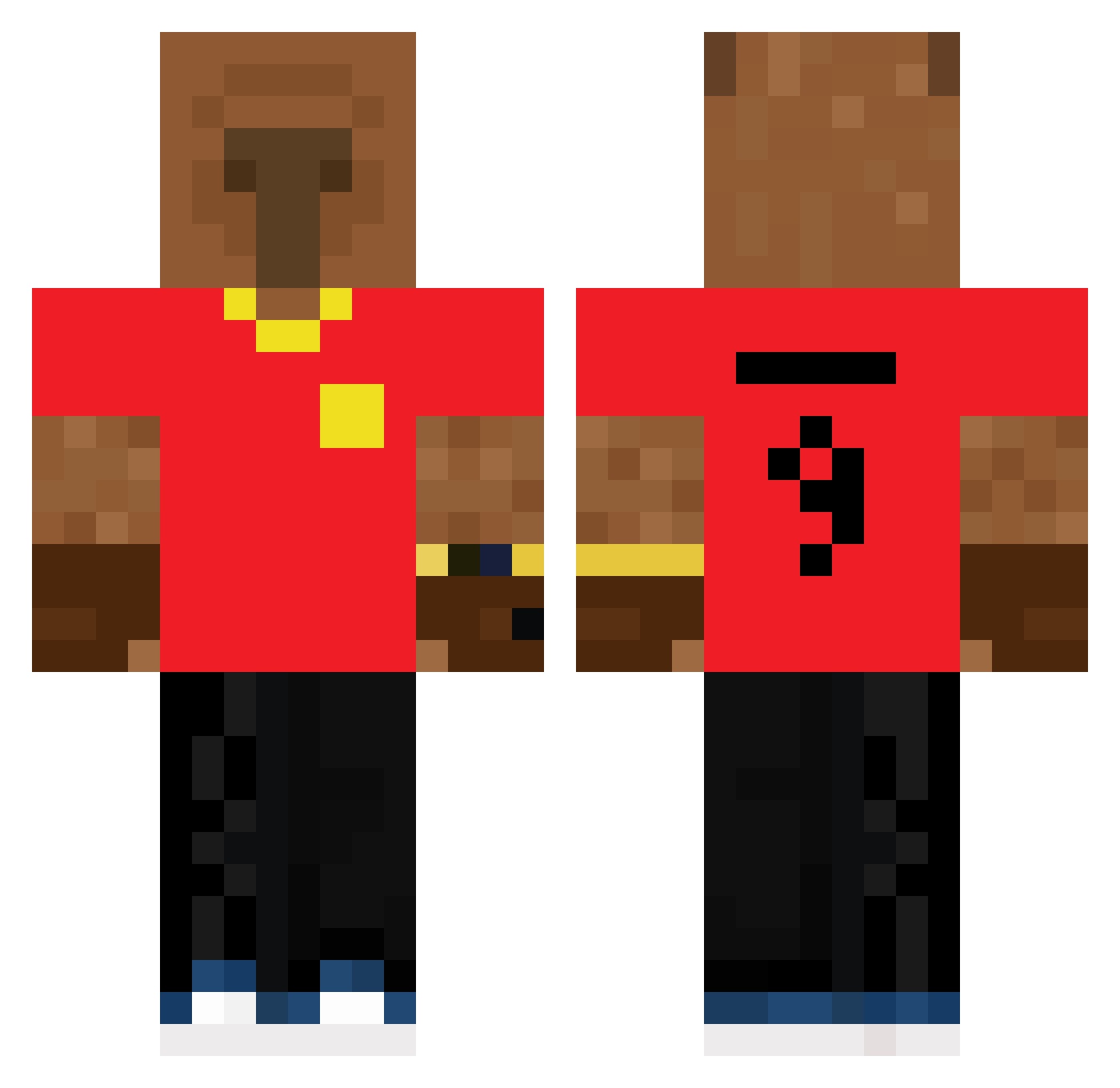 Minork0 Minecraft skin, front and back view