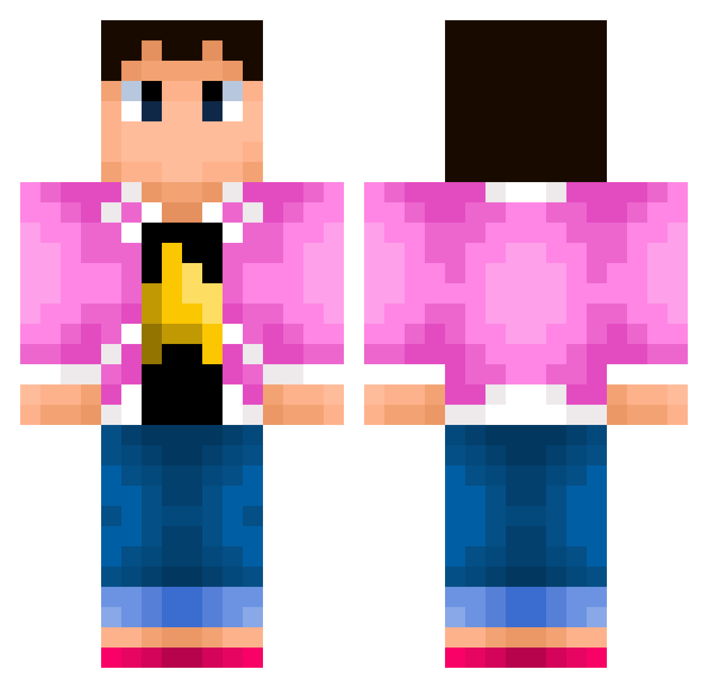Phosfro Minecraft skin, front and back view