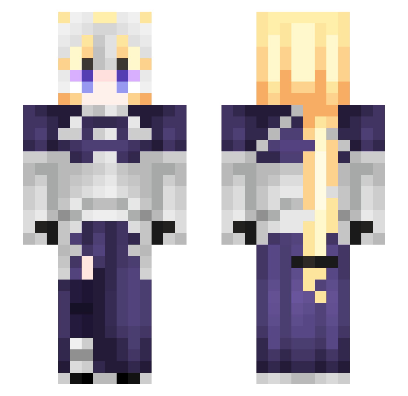 Foxyrune Minecraft skin, front and back view