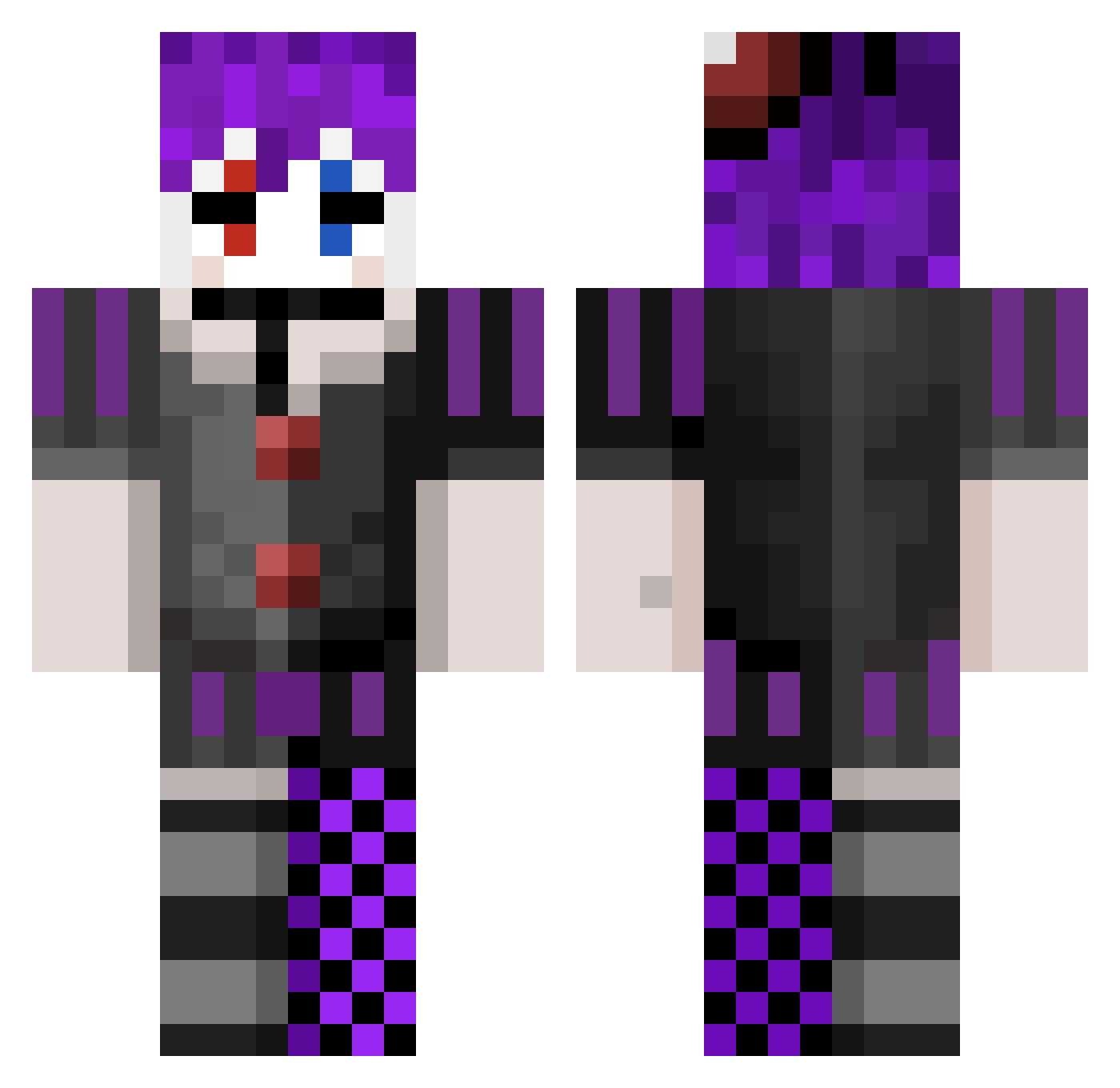 Reosh1 Minecraft skin, front and back view