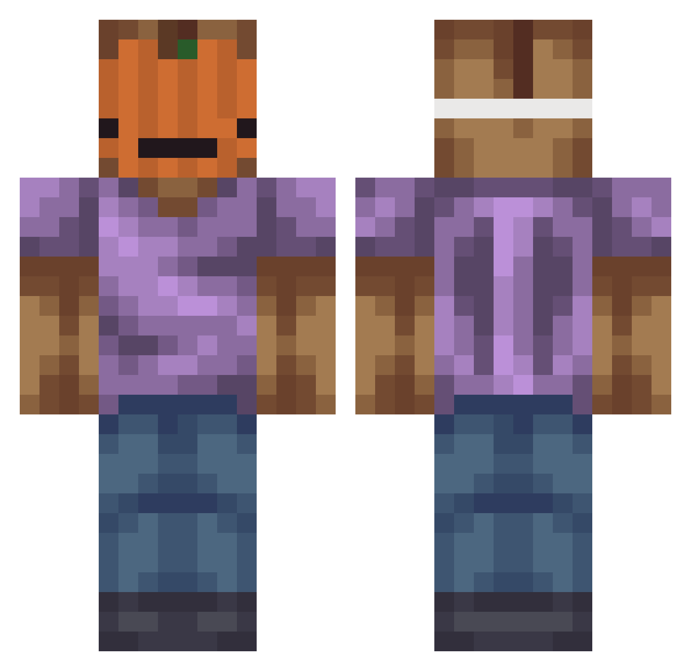 Karobka Minecraft skin, front and back view