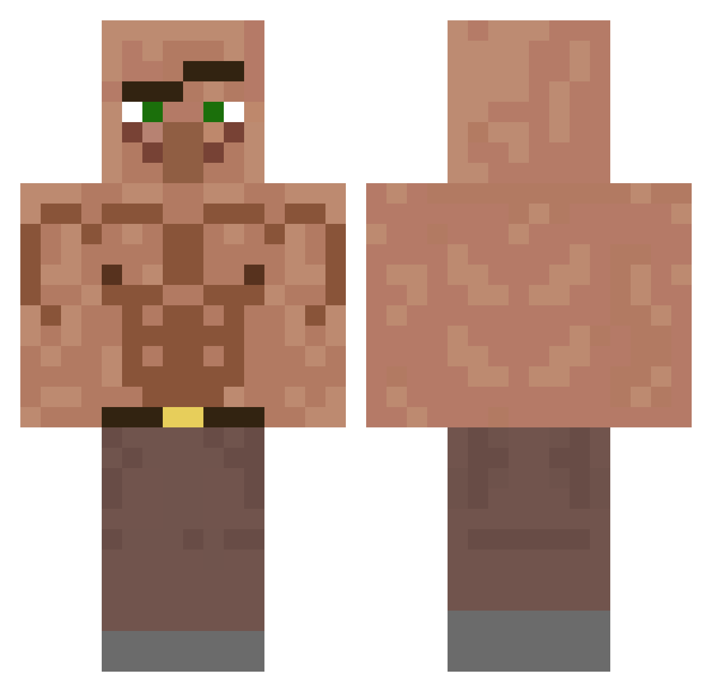 pipv Minecraft skin, front and back view