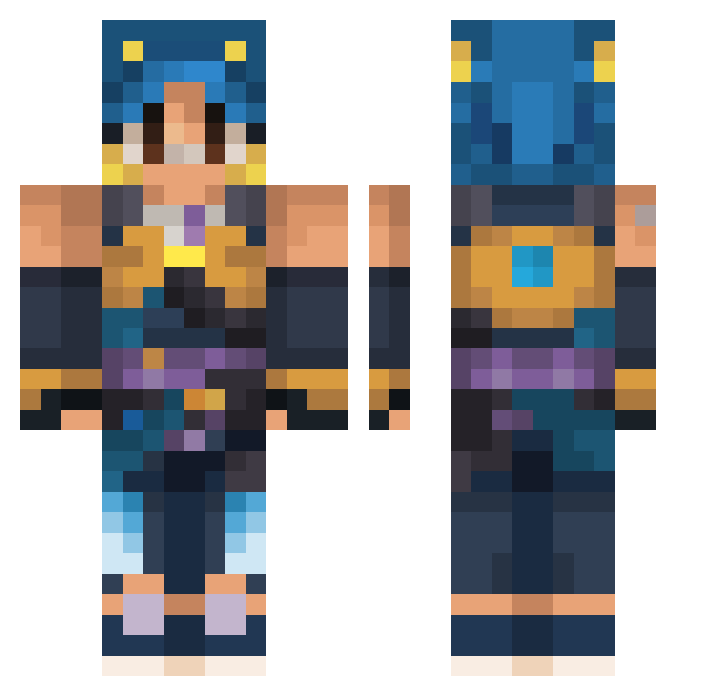 XLuvaX Minecraft skin, front and back view