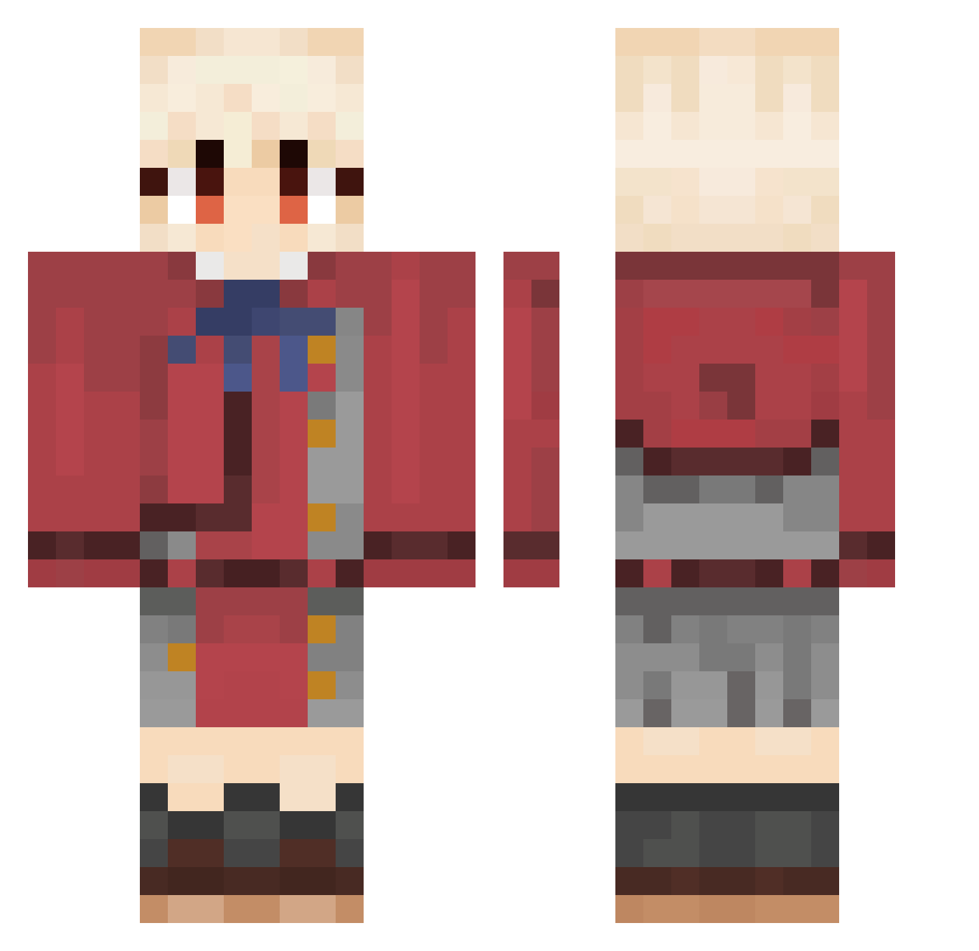 Koried Minecraft skin, front and back view