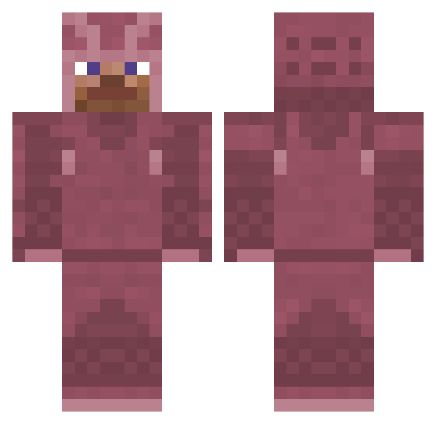 Fourteen Minecraft skin, front and back view