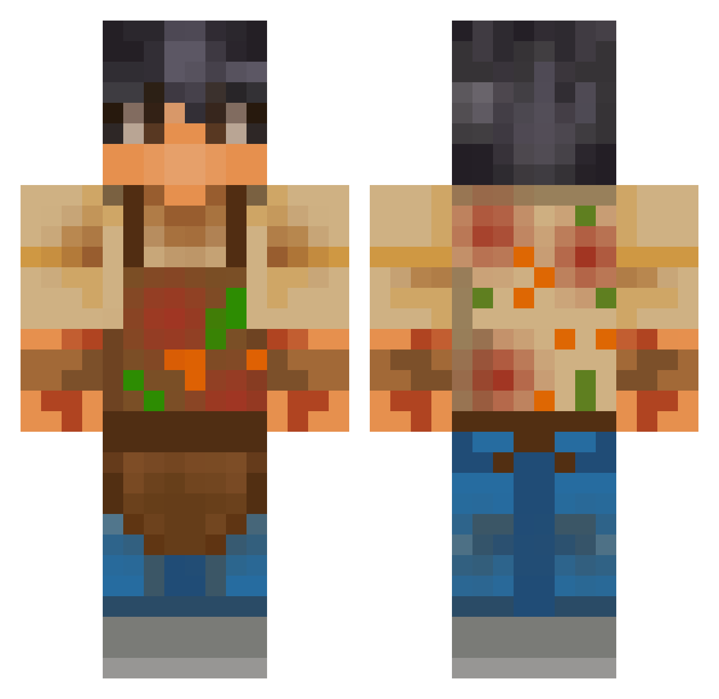 bruspizza Minecraft skin, front and back view