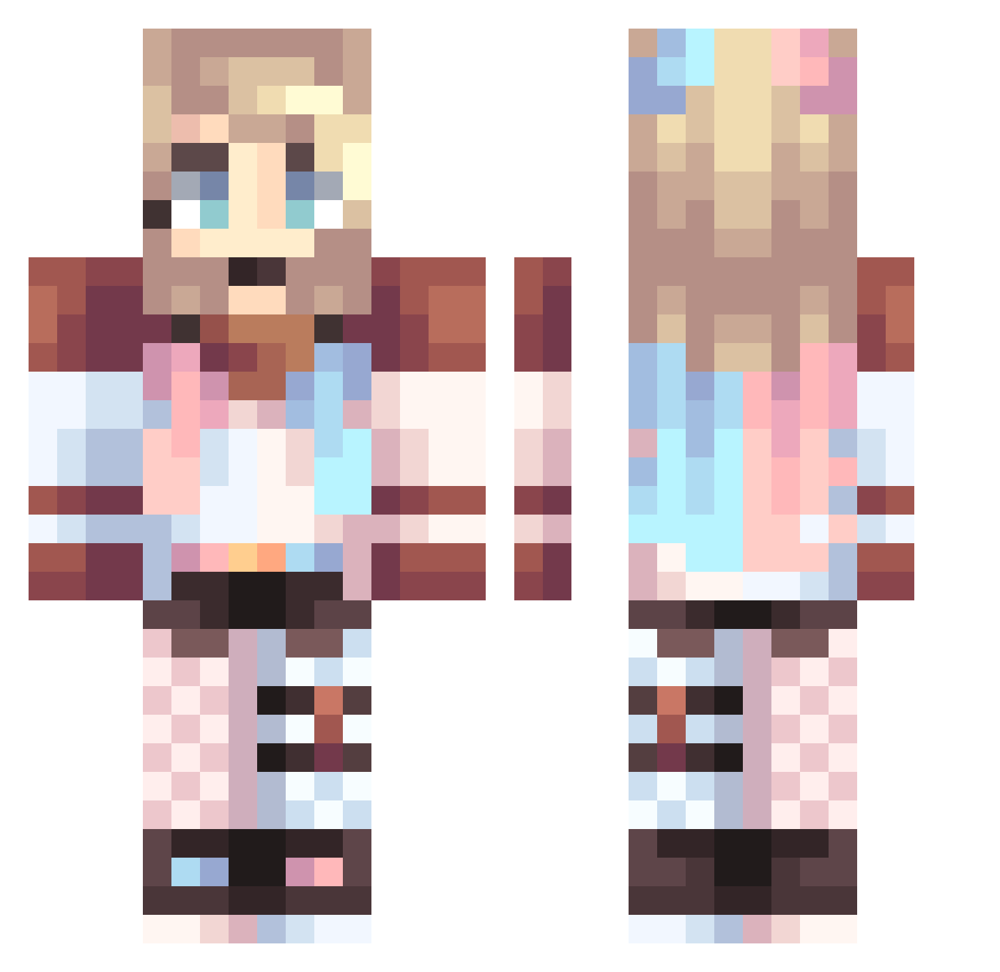 Asyndesis Minecraft skin, front and back view
