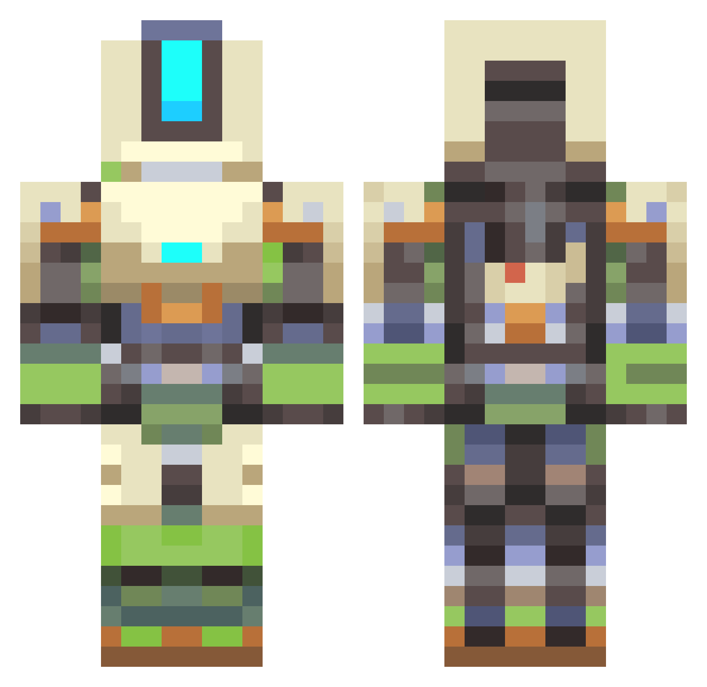 Kekr Minecraft skin, front and back view