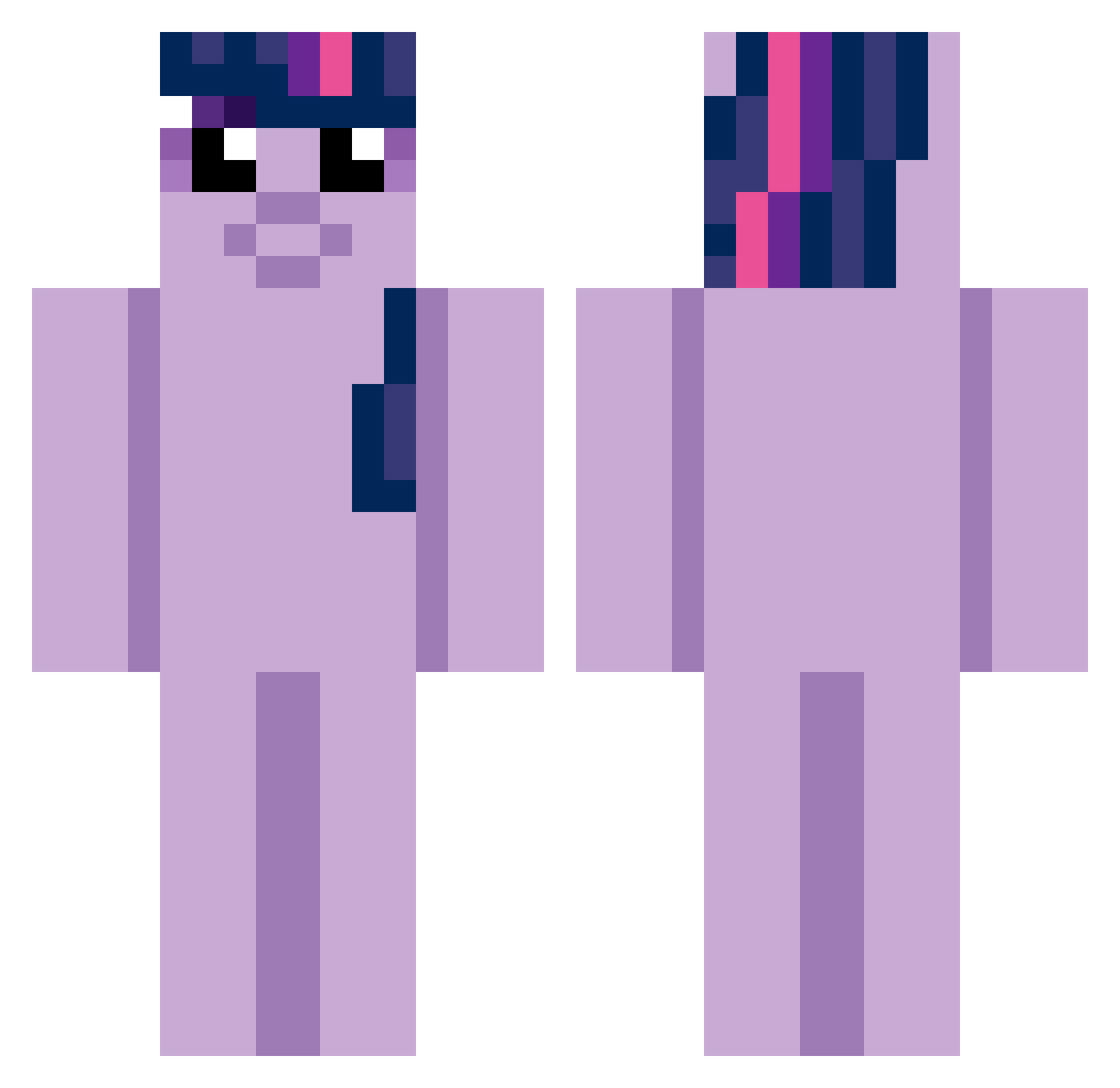 UnWorldly Minecraft skin, front and back view