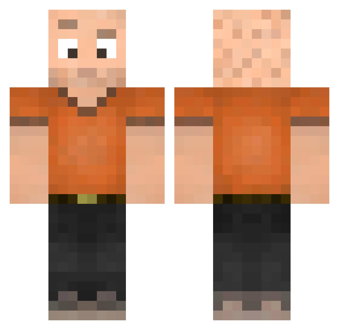 TGFozz Minecraft skin, front and back view