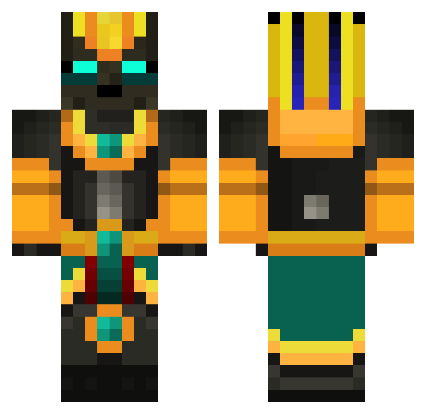 _Hideaki Minecraft skin, front and back view