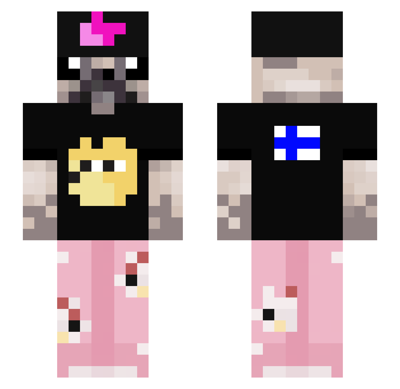 E1NO Minecraft skin, front and back view