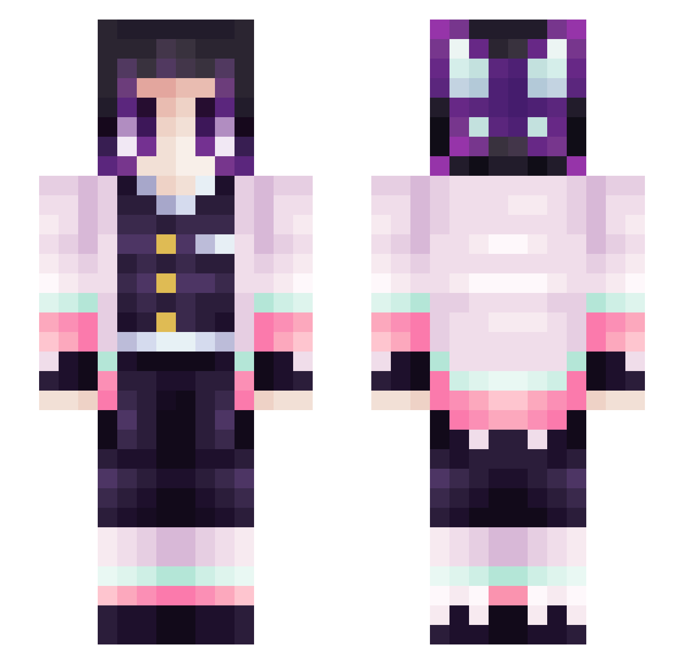 Steppii Minecraft skin, front and back view