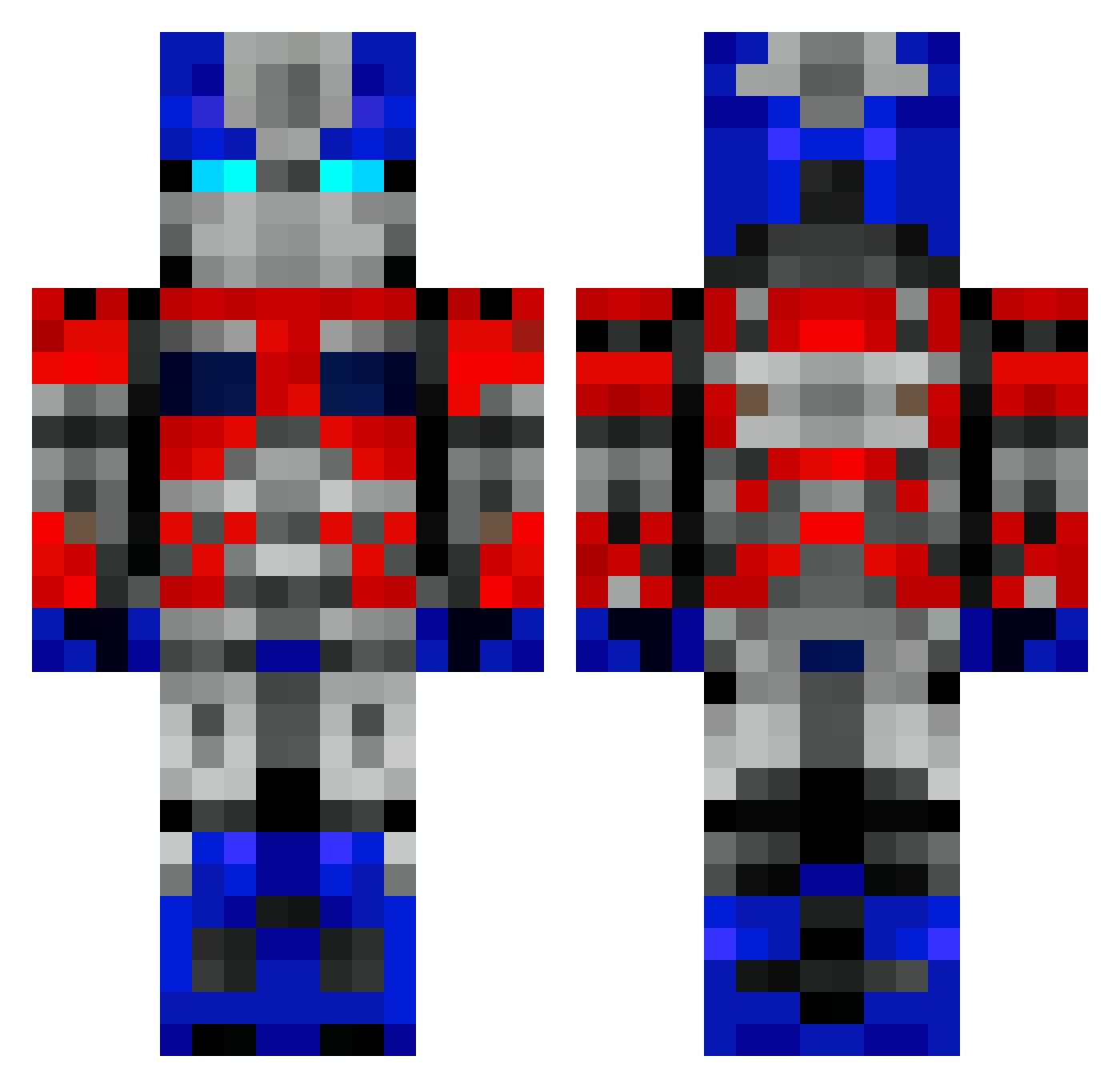 SirKazTic Minecraft skin, front and back view