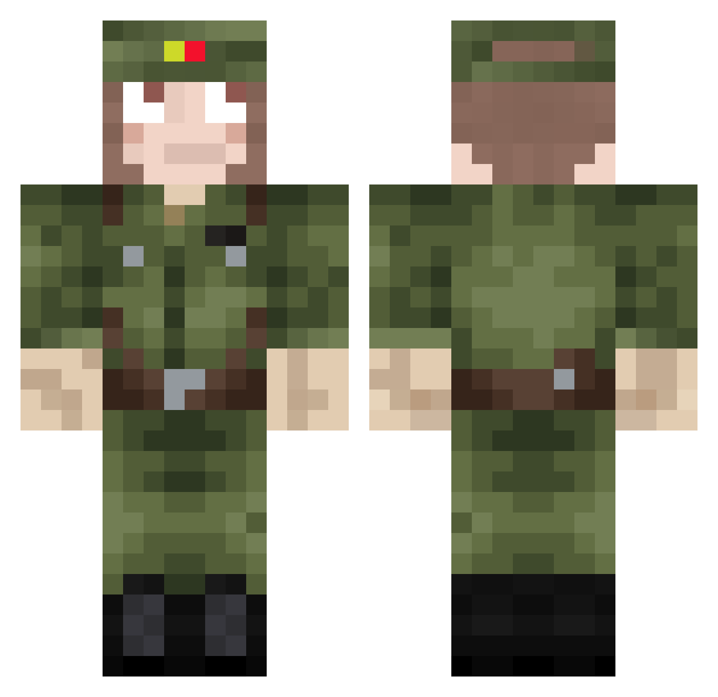 PaksaSFX Minecraft skin, front and back view