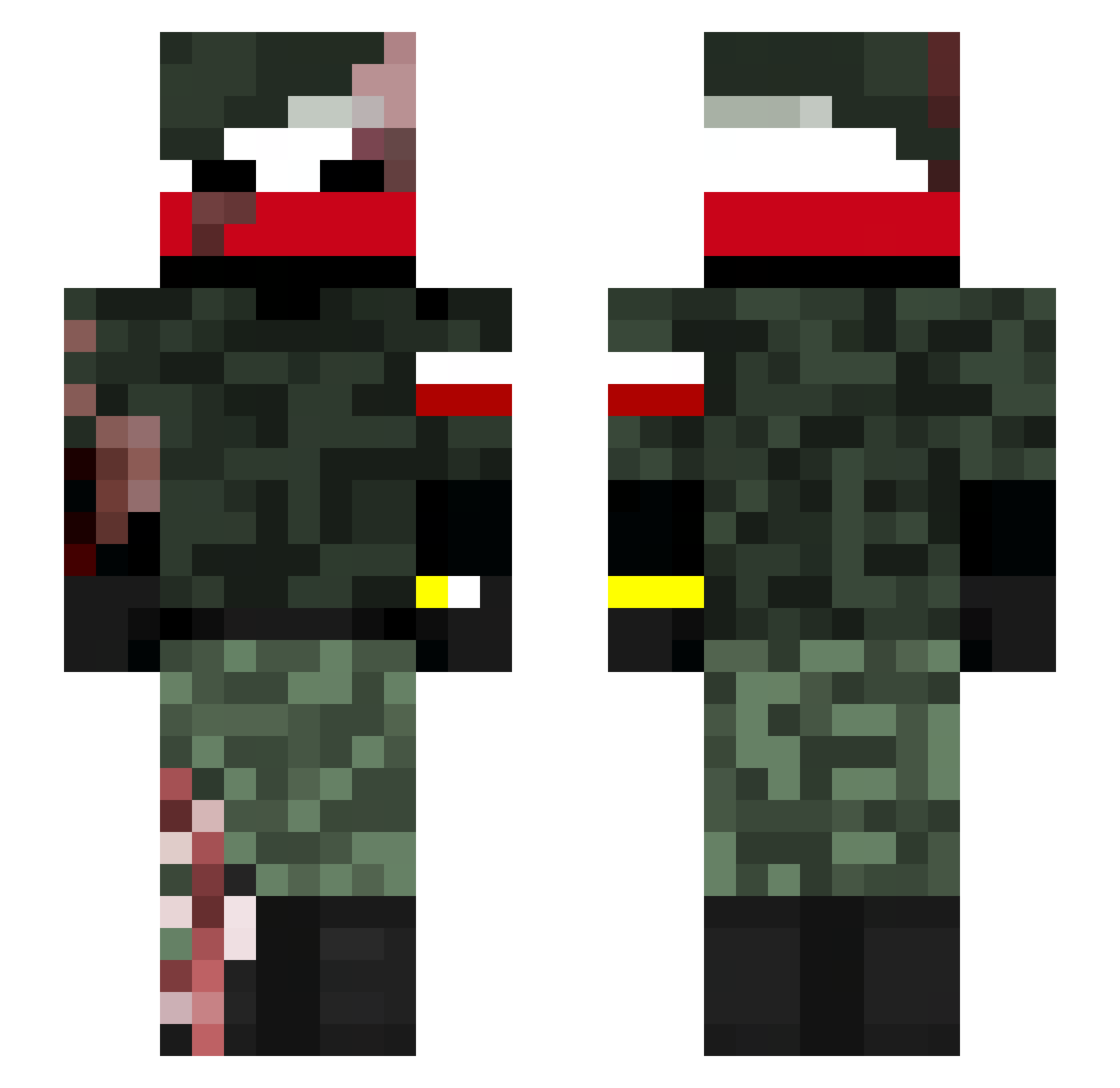 Kirmos Minecraft skin, front and back view