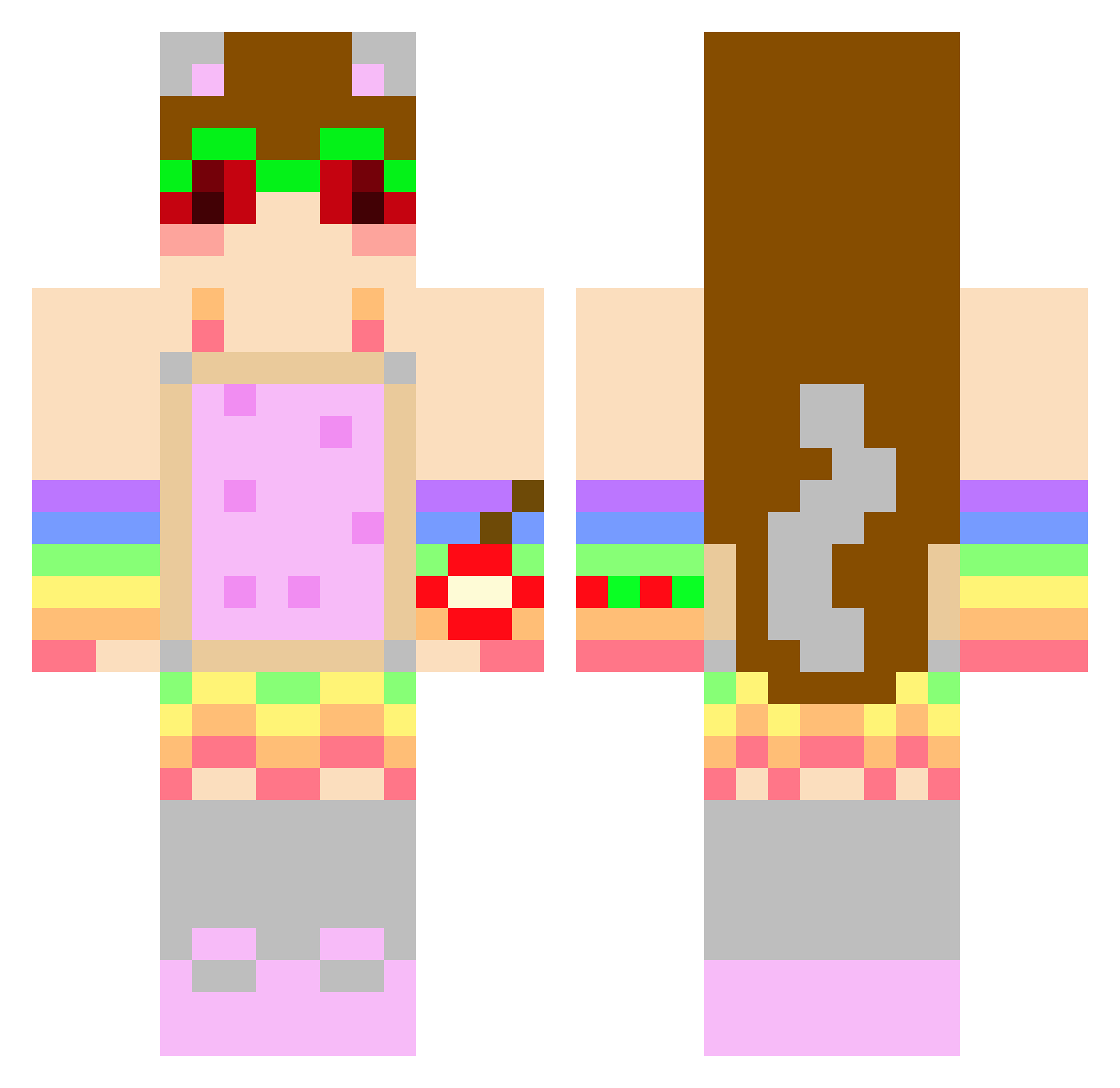 Apple_Raven Minecraft skin, front and back view
