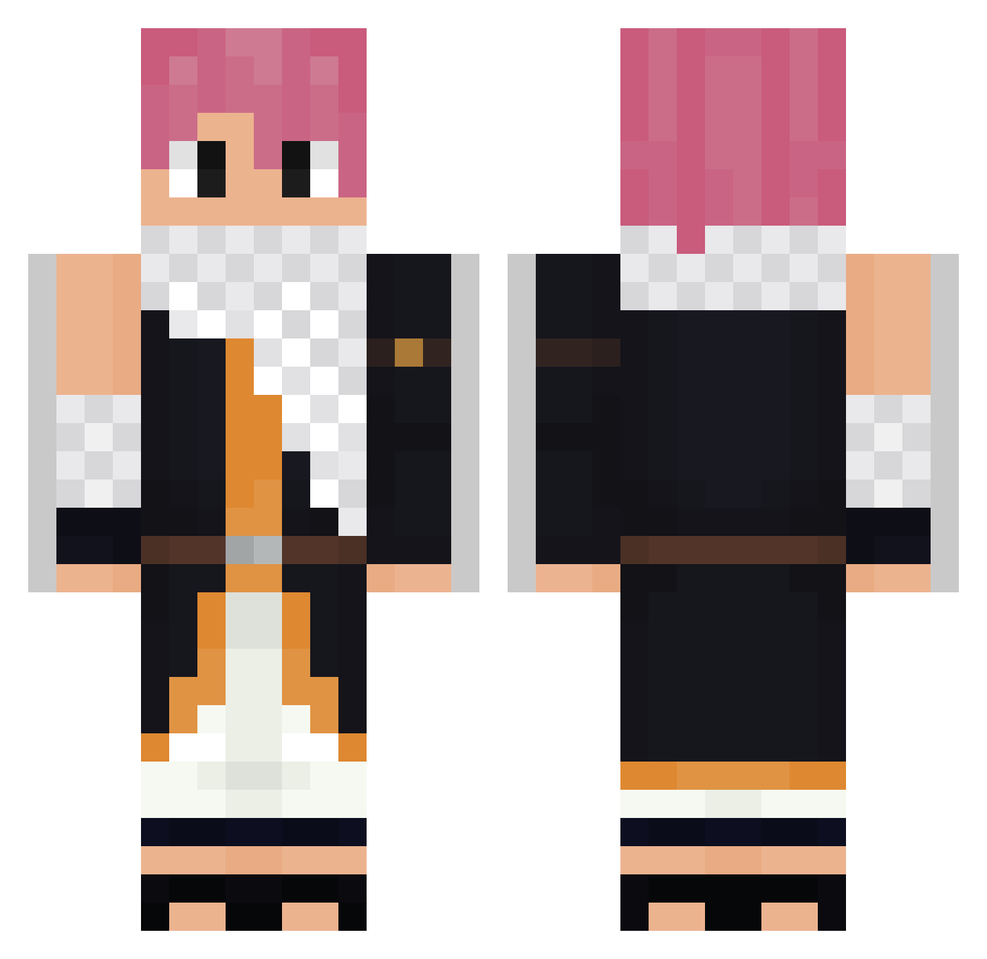 Newtus Minecraft skin, front and back view