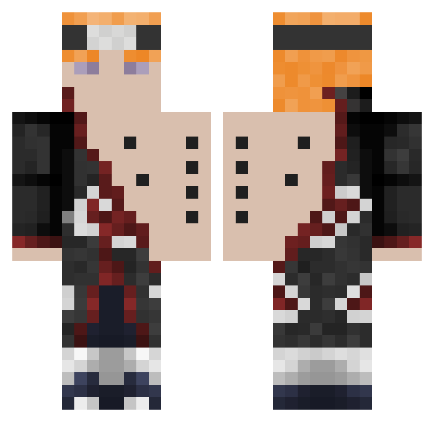 dimer3 Minecraft skin, front and back view