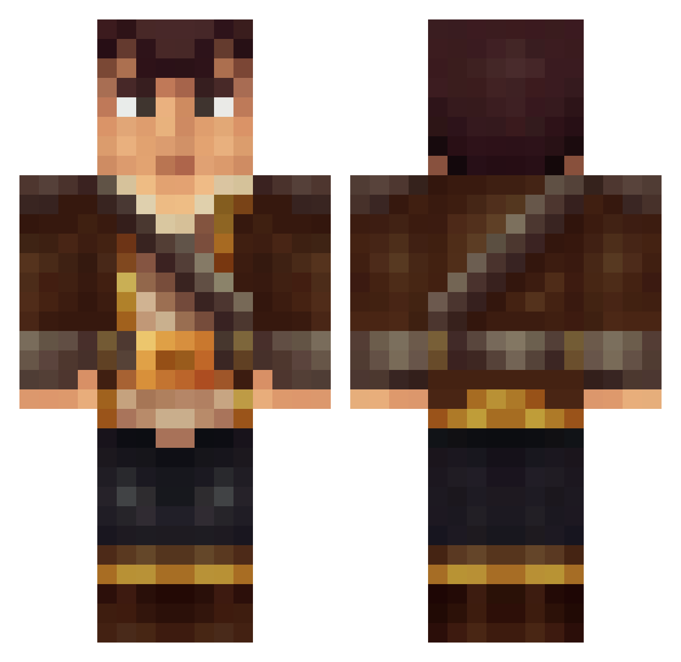 MammothCoin Minecraft skin, front and back view