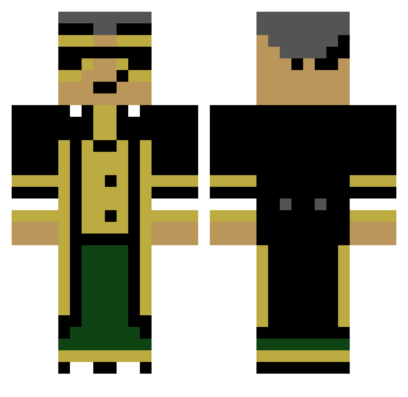 Corvus512 Minecraft skin, front and back view