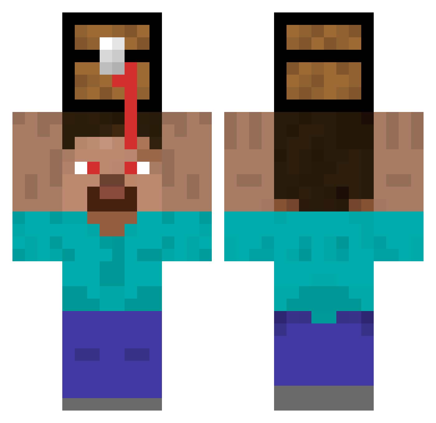 r4oki Minecraft skin, front and back view