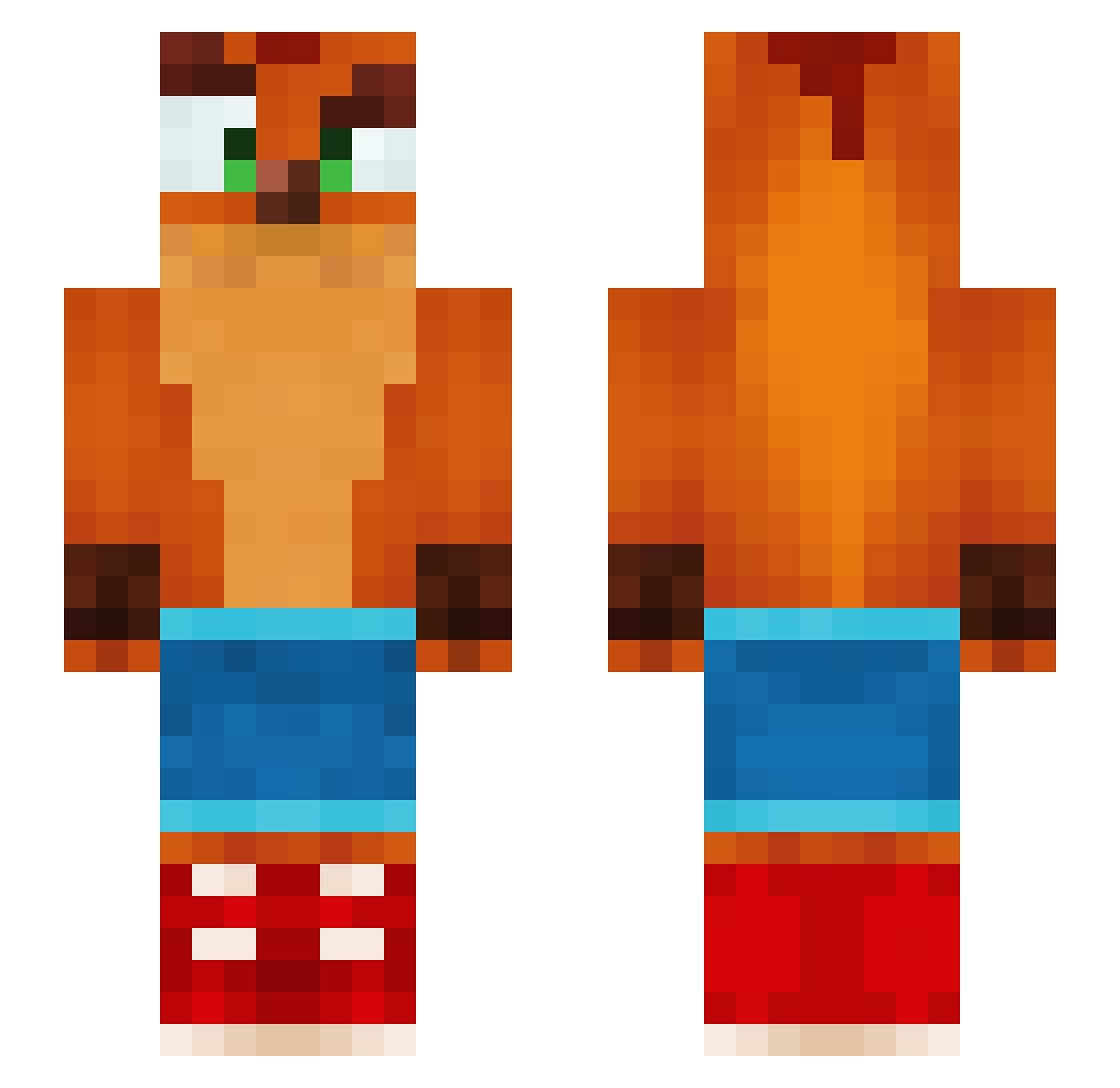 Trailock Minecraft skin, front and back view
