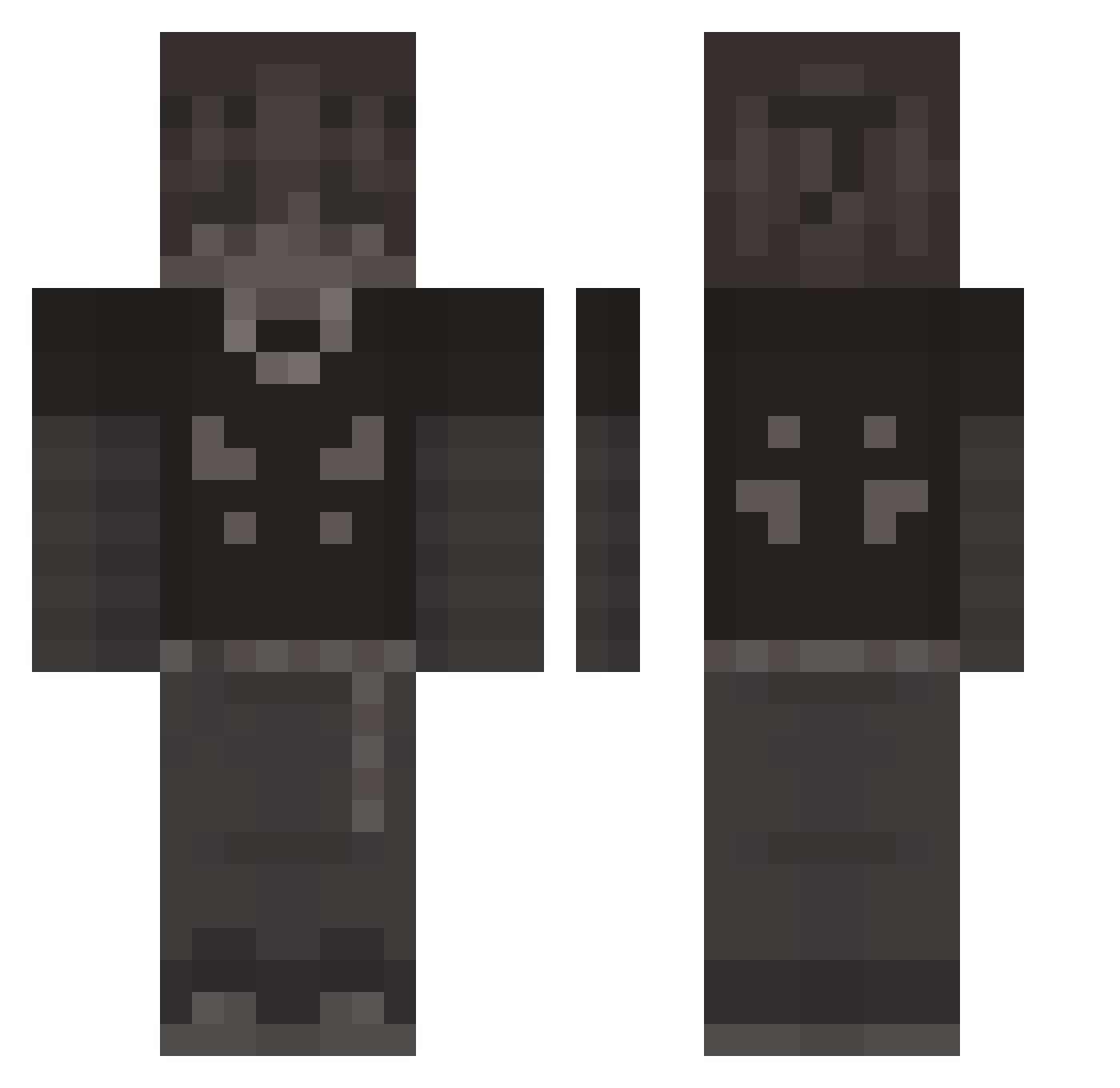 ZyssPls Minecraft skin, front and back view
