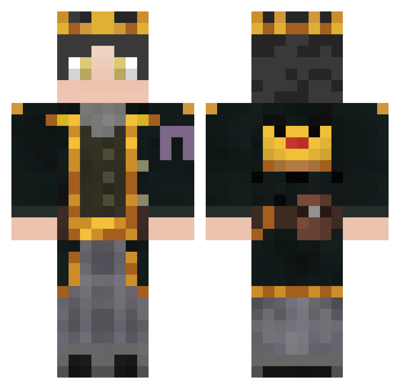 Roi Minecraft skin, front and back view