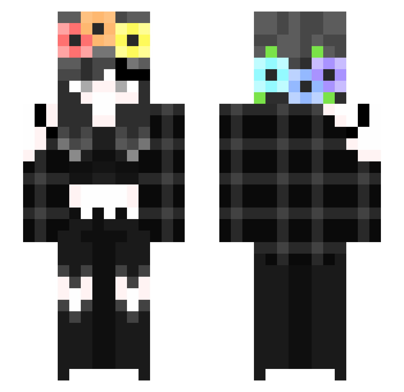 Violessence Minecraft skin, front and back view