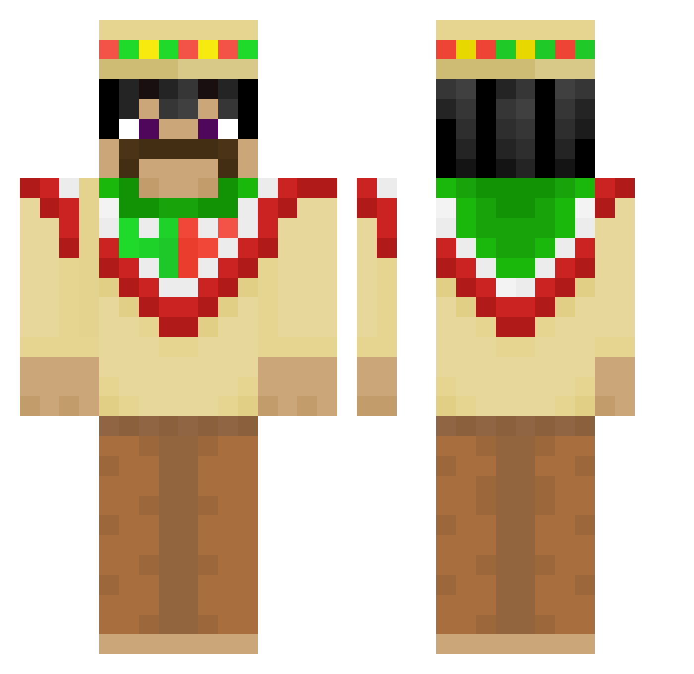 Taco_Man Minecraft skin, front and back view