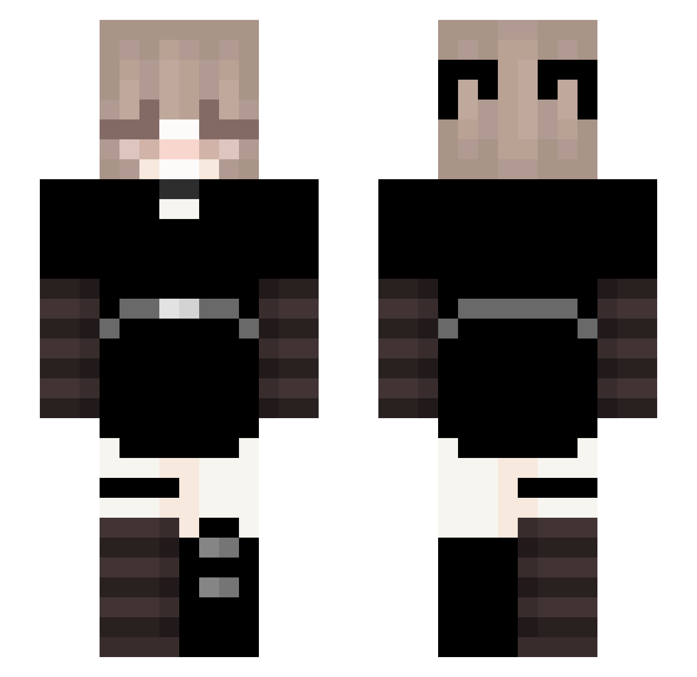 HitRegging Minecraft skin, front and back view