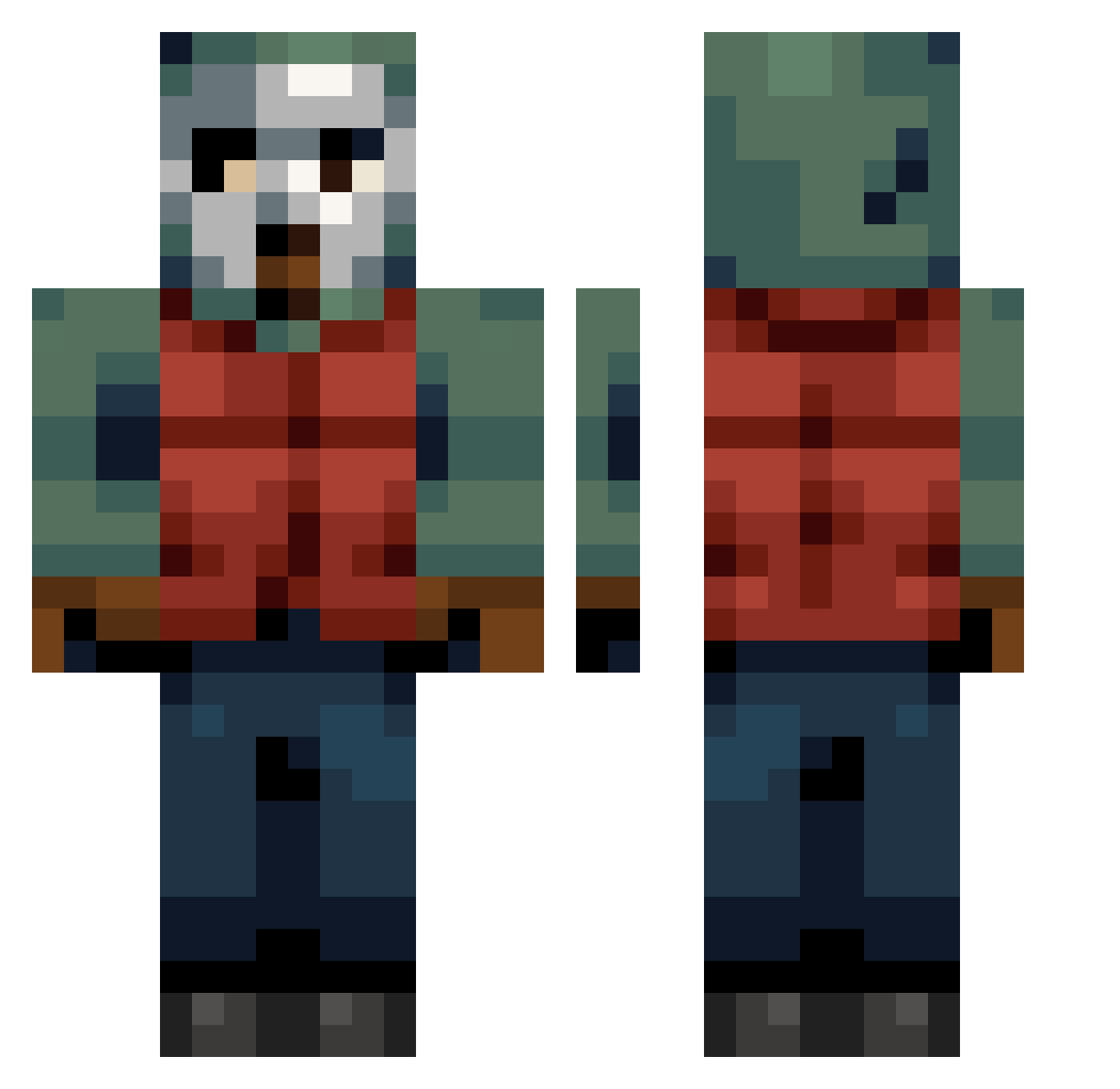 C0NSC10USN3SS Minecraft skin, front and back view