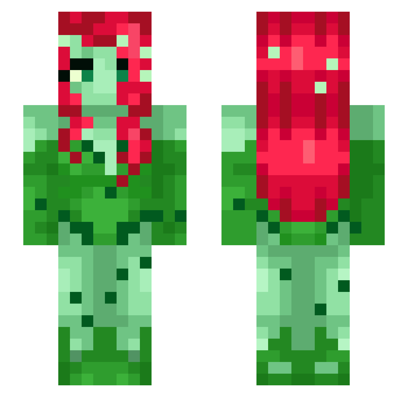 Hariko808 Minecraft skin, front and back view