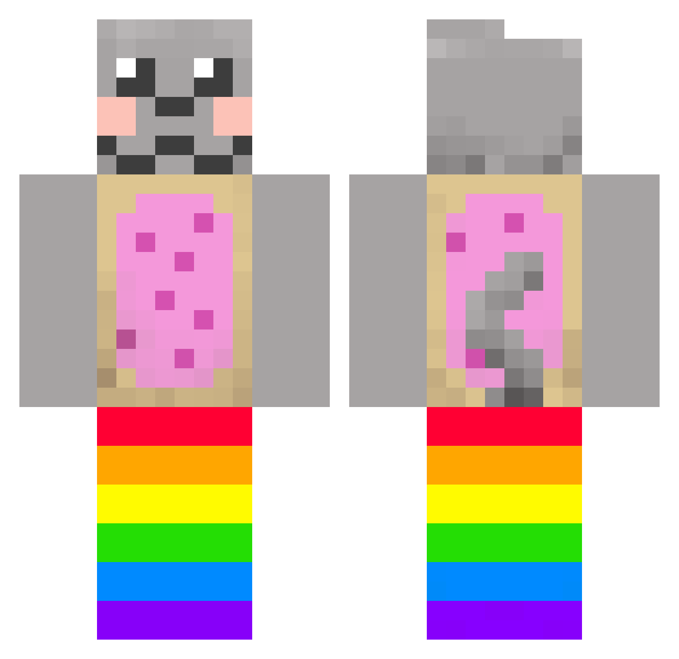 Commas Minecraft skin, front and back view