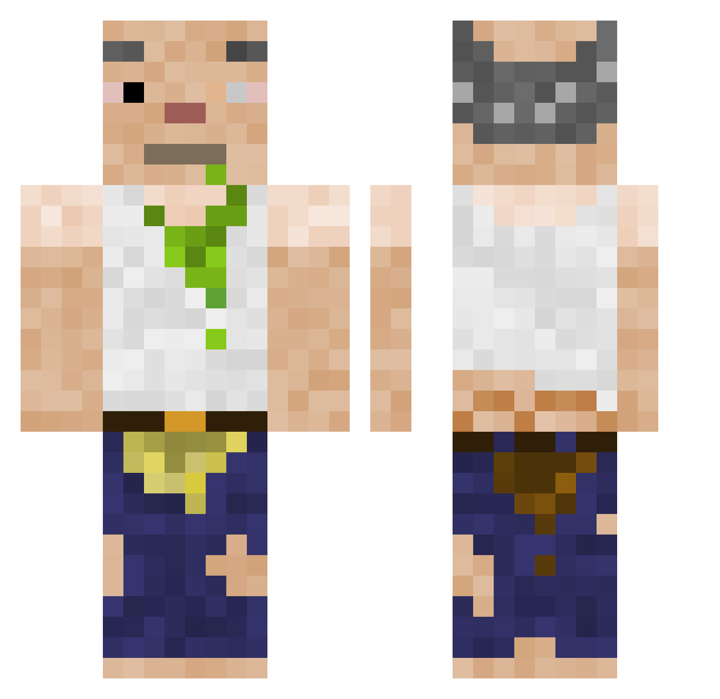 motheguy Minecraft skin, front and back view