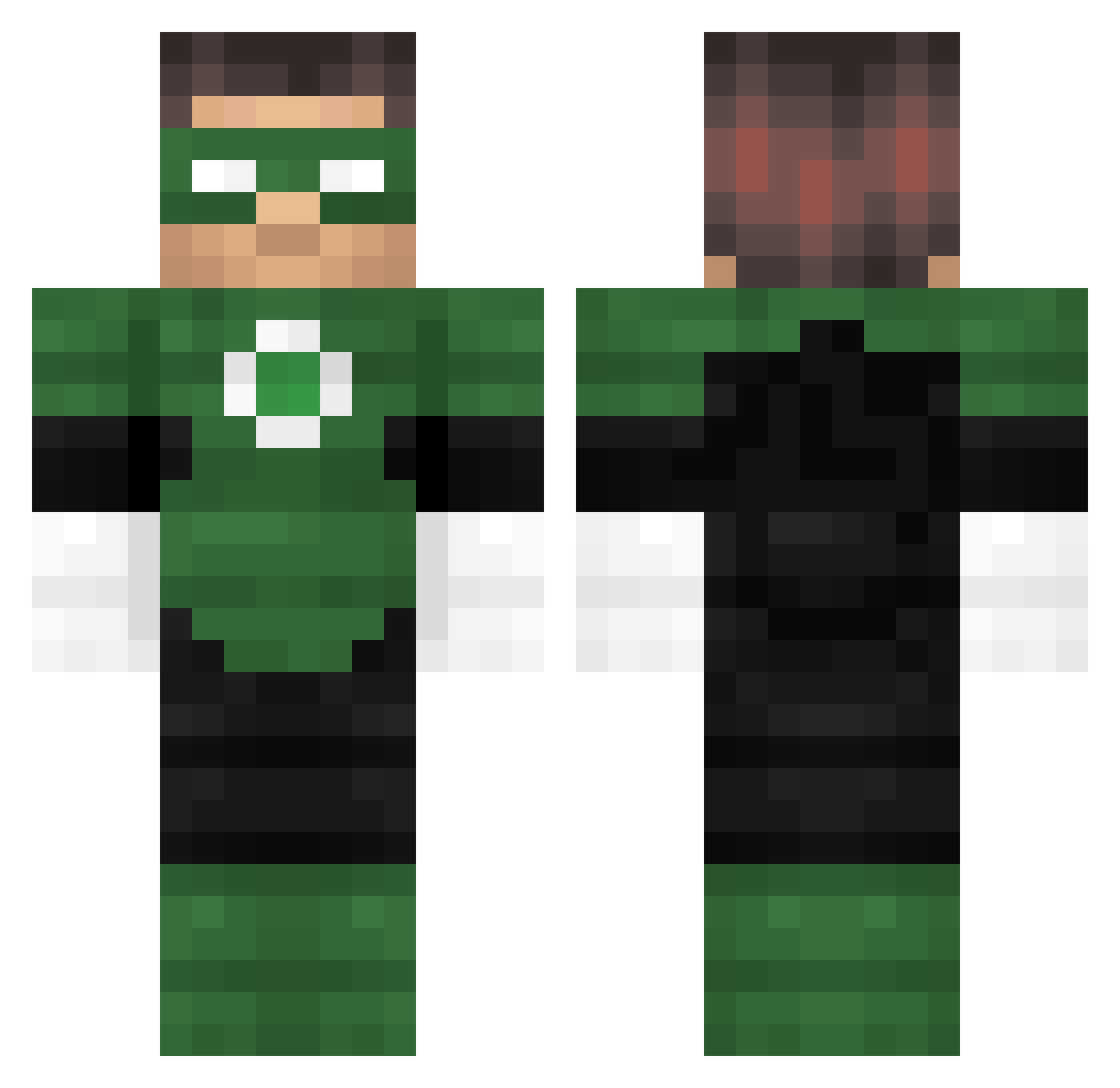 Lignite Minecraft skin, front and back view