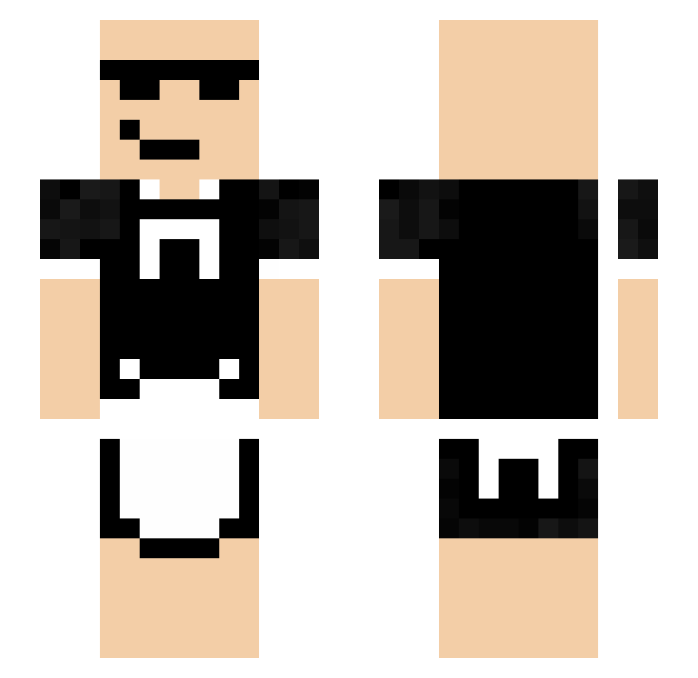 Touzled Minecraft skin, front and back view