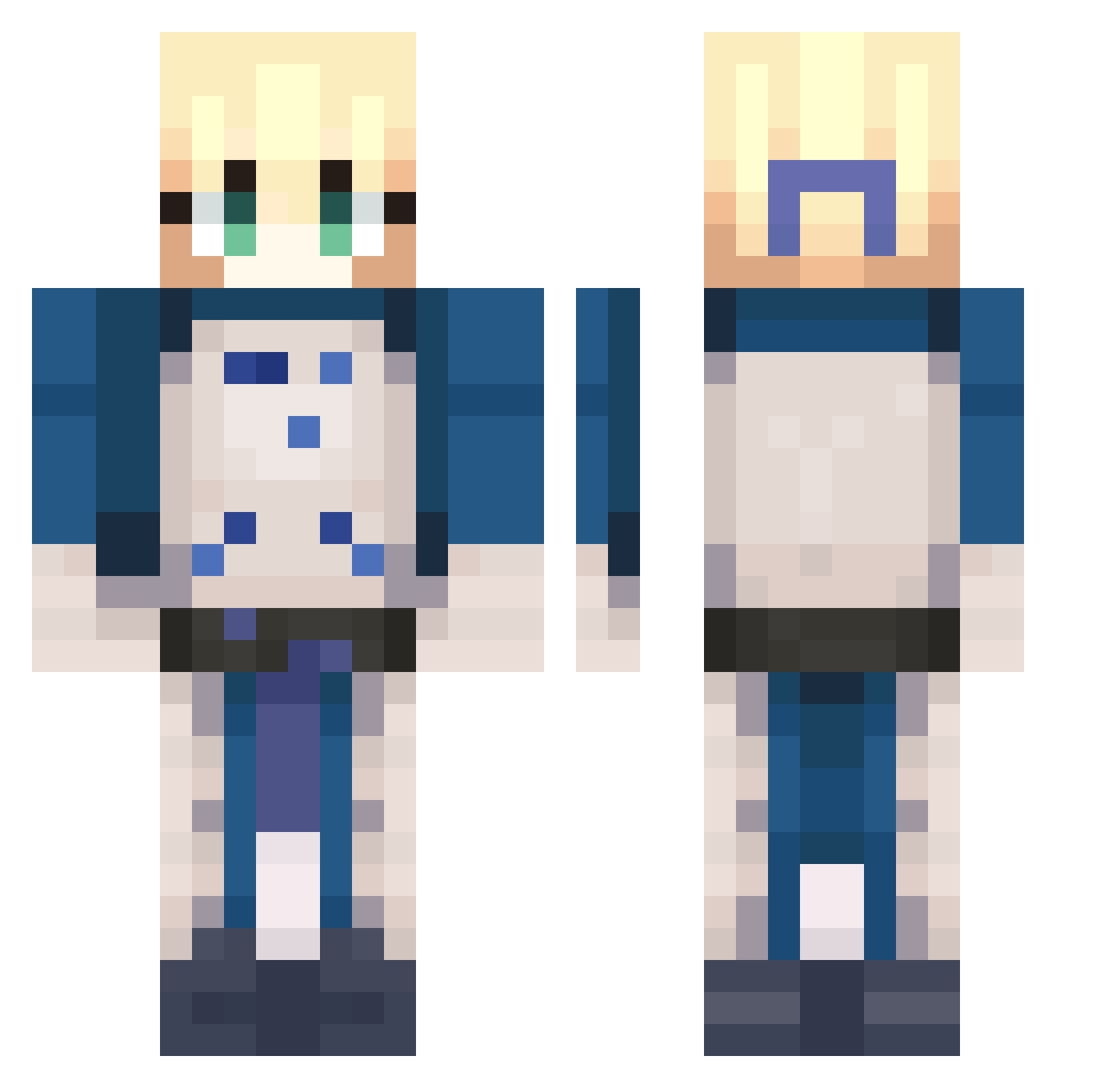 Acaryus Minecraft skin, front and back view