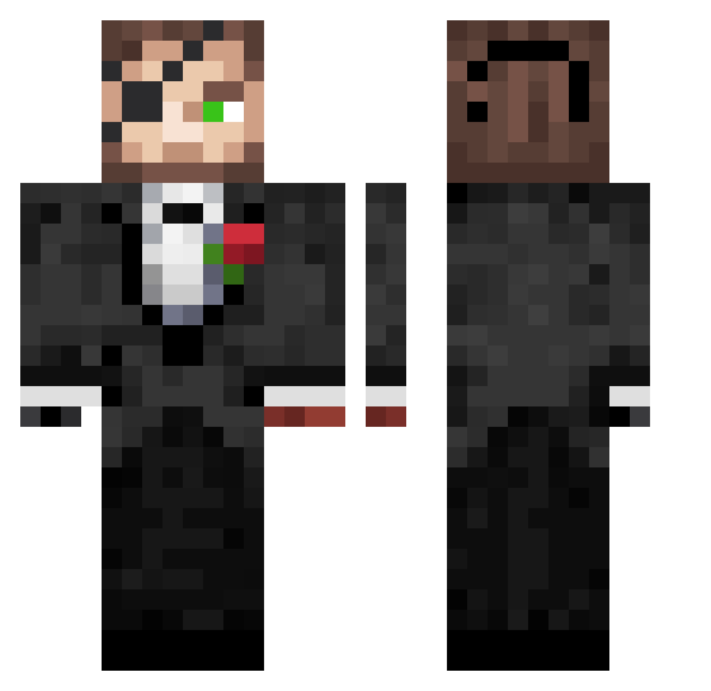 NeykoJS Minecraft skin, front and back view
